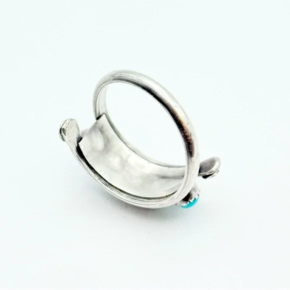 Vintage Turquoise Sterling Silver Ring - Native American 5-Stone Snake Eye - Picture 4 of 9